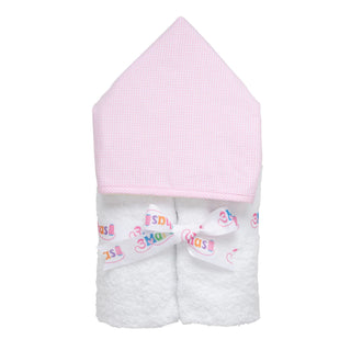 Everykid Hooded Towel - Small Pink Check Fabric