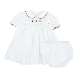 Collared Dress with Hand-smocking - Trees