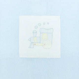 Boys Knit Diaper Set with Train Hand-embroidery
