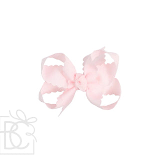 Scalloped Edge Hair Bow - Powder Pink