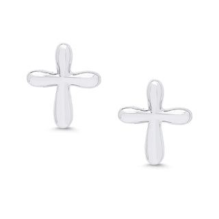Cross Stud Earrings - Sterling Silver