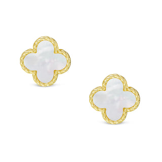Four Leaf Clover Stud Earrings - Mother of Pearl