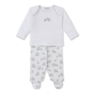 Footed Pant Set with Embroidery - Elephant Esprit