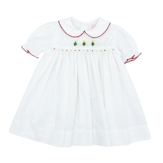 Collared Dress with Hand-smocking - Trees