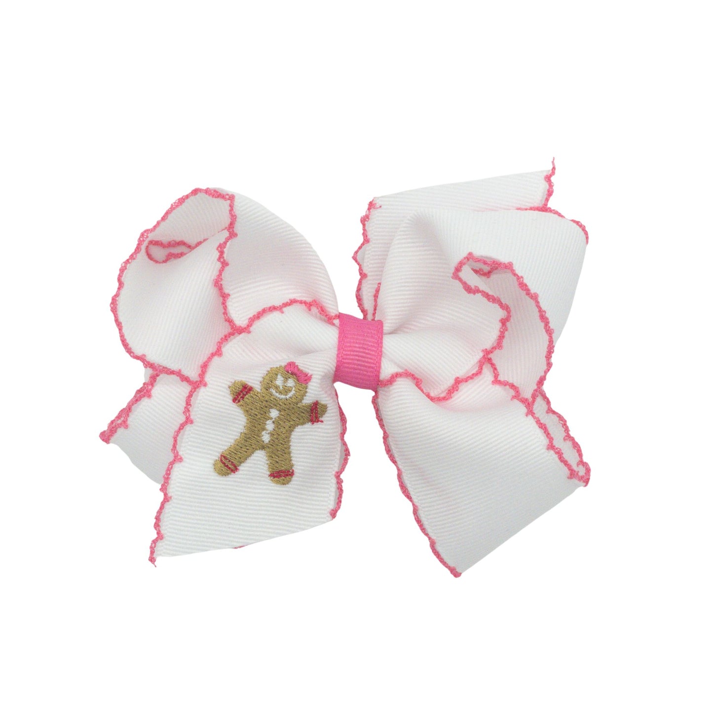 Grosgrain Moonstitch Embroidered Hair Bow - Christmas