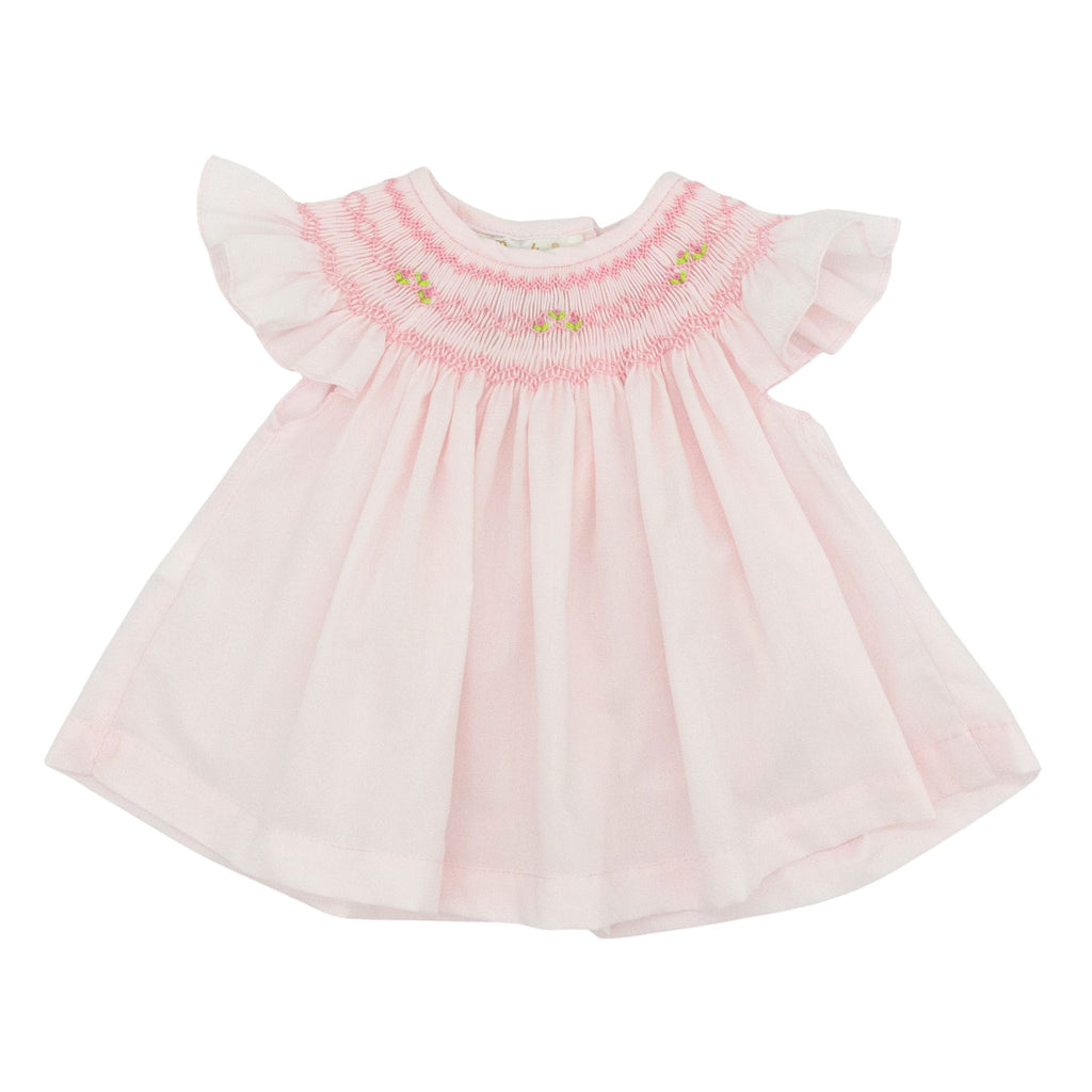 rosalina smocked birthday dress NEW Rosalina Pink Polka Dot Bishop Smocked Dress with Birthday Cake Embroidery