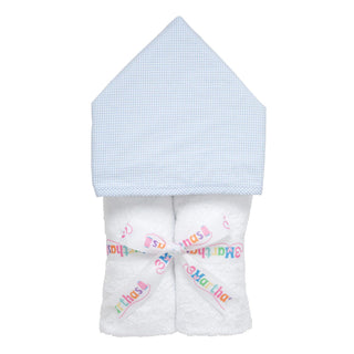 Everykid Hooded Towel - Small Blue Check