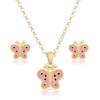 Butterfly Pendant And Stud Earrings Set