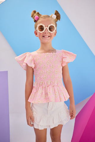 India Top - Pink Ditsy Floral - FINAL SALE