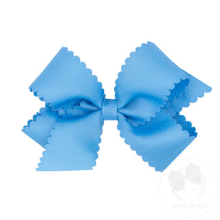 Scallop Edge Hair Bow - Cobalt