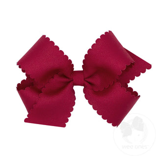 Scallop Edge Hair Bow - Cranberry