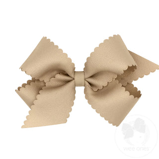Scallop Edge Hair Bow - Oatmeal