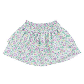 Pom Pom Top & Ruffled Skirt - Tulip Print