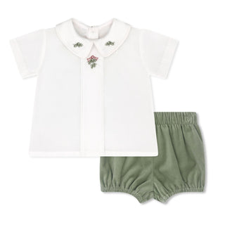 Jonathan Bloomer Set - Winslow White Batiste with Leyland Green Velvet