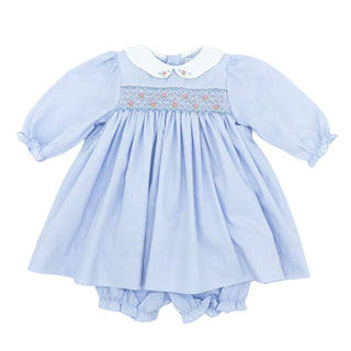 Scallop-collared Dress with Hand-smocking - Rosebud Geometrics