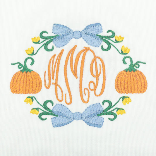 Pumpkin Bow Frame with Three-Initial Monogram Design