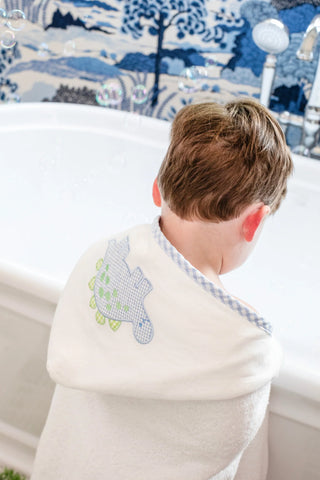 Everykid Hooded Towel - Blue Dino Applique