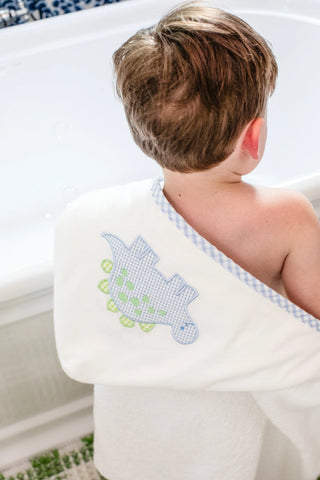 Everykid Hooded Towel - Blue Dino Applique