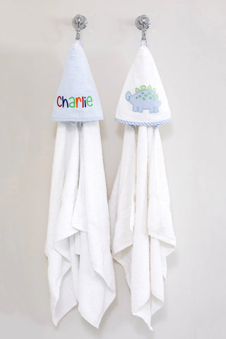 Everykid Hooded Towel - Blue Dino Applique