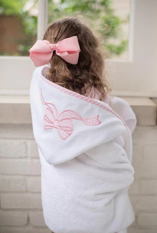 Everykid Hooded Towel - Pink Bow Applique