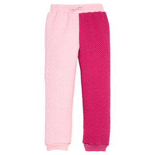 Color Block Quilted Jogger - Pink & Cranberry