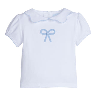 Crochet Peter Pan Blouse - Blue Bow