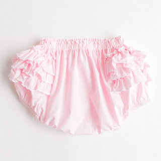 Diaper Cover with Ruffles - Pink with White