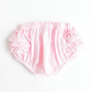 Diaper Cover with Ruffles - Pink with White Pinstripe