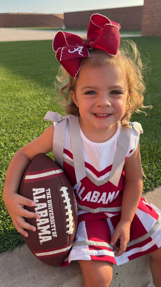 Embroidered Grosgrain Moonstitch Hair Bow - Alabama Game Day