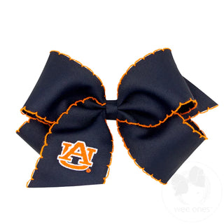 Embroidered Grosgrain Moonstitch Hair Bow - Auburn Game Day