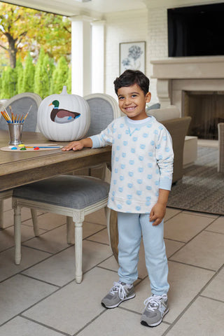 Cassidy Comfy Crewneck - Vintage Prep Pumpkin Pails with Buckhead Blue