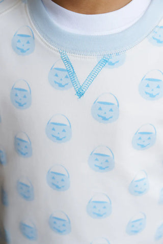 Cassidy Comfy Crewneck - Vintage Prep Pumpkin Pails with Buckhead Blue