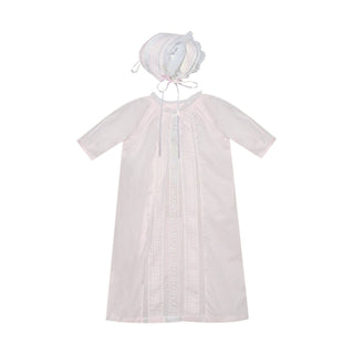 Girls Emmery Daygown with Lace Insertion with Matching Bonnet