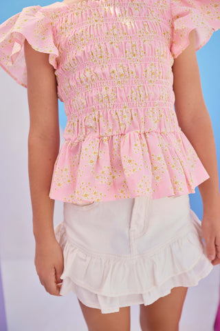 India Top - Pink Ditsy Floral - FINAL SALE