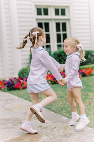 Girls Pima Knit Scallop Bloomer Set