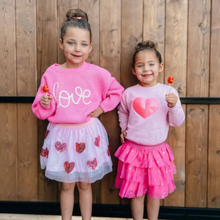 Heart Sequin Patch Valentine's Day Sweatshirt