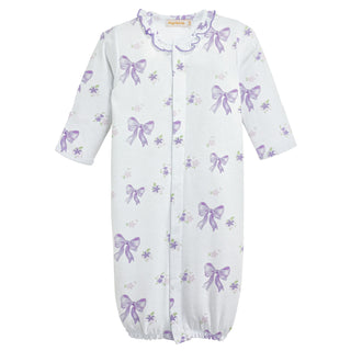Pima Printed Converter Gown with Ruffle - Lavender Bows