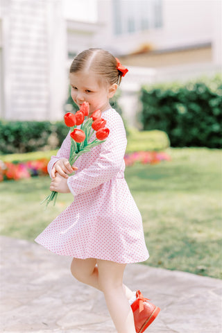 Pima Knit Waist Dress - Red Dot