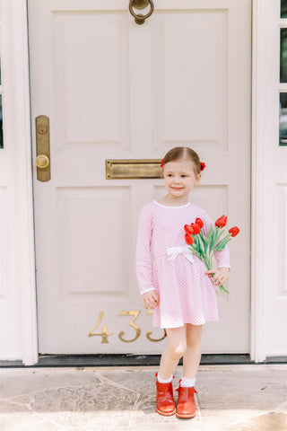 Pima Knit Waist Dress - Red Dot