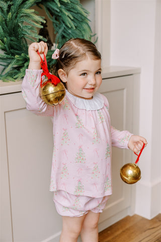 Girls Pima Knit Bloomer Set - Pink Tinsel