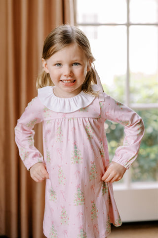 Pima Knit Ruffle-neck Dress - Pink Tinsel