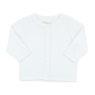 Girls Scallop-edge Cardigan Sweater - White