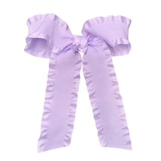 Double Ruffle Hair Bow With Tails - Light Orchid