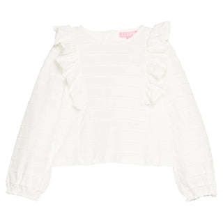 Ruffle Blouse - White Scallop