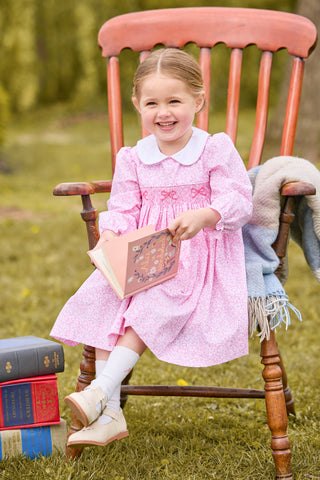 Smocked Natalia Dress - Pink Vinings