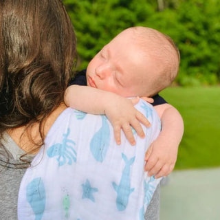 Bamboo Burp Cloth Bib - Under The Sea - FINAL SALE