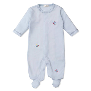 Footie with Hand Embroidery - Sky Traffic