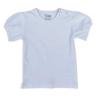 Girls Short Sleeve T-shirt with Picot Trim