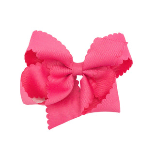 Scallop Edge Hair Bow - Bright Pink
