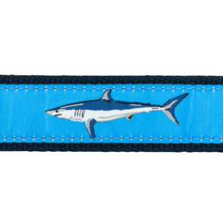 Embroidered Ribbon Belt - Mako Shark on Navy